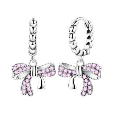 Imagem de Brincos De Argola Em Prata 925 Com Zircônia Em Formato De Coração E La