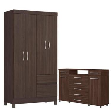 Imagem de Guarda Roupa Solteiro Lótus com Cômoda London Café - Demóbile - Demobi