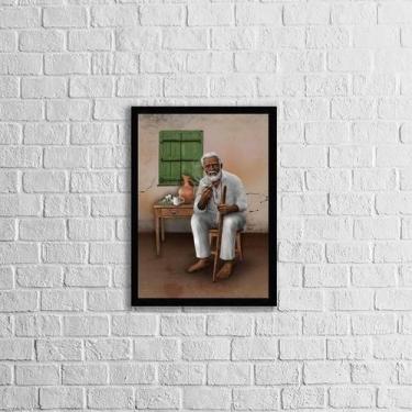 Imagem de Quadro Umbanda Preto Velho 33X24Cm Moldura Preta Vidro - Quadros On-Li