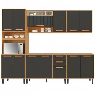 Imagem de Cozinha Napoles Completa 5 Peças 13 Portas 2 Gavetas Itatiaia Cor Cinamomo Grafite