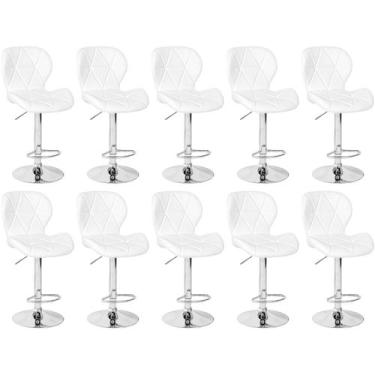 Imagem de Kit 10 Banquetas Slim Estofada Giratória com Regulagem de Altura - Bra