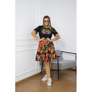 Imagem de Vestido Curto Inspirado em Estampas Tropicais - Flor De Maria, Preto c