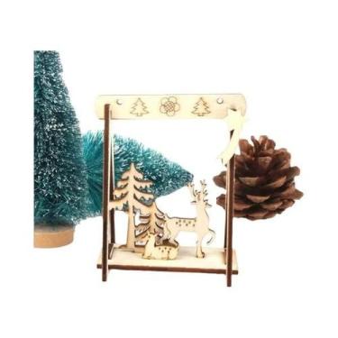 Imagem de Mini Enfeites De Natal De Madeira Vazados 4 Peças DIY Criativas Decora