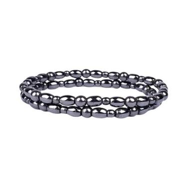 Imagem de Pulseira De Hematita E Obsidiana Negra Magnética Para Perda De Peso, T