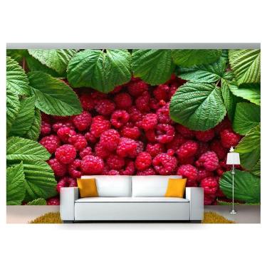 Imagem de Papel De Parede Frutas Framboesas Vermelhas 3D Al189