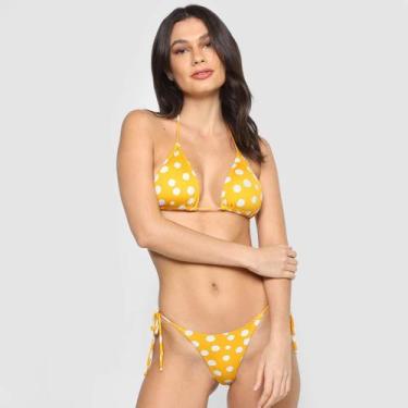 Imagem de Biquíni Cortininha República do Sol Poá Feminino, Amarelo, G
