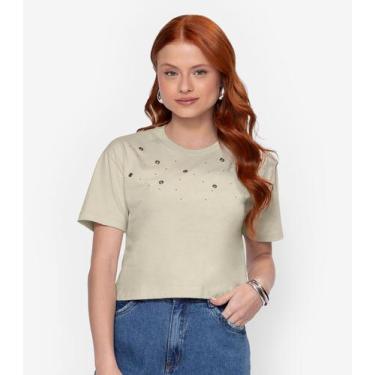Imagem de T- Shirt Meia Malha Feminina Minty Bege, 14, Bege