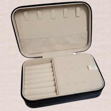 Imagem de Porta-Joias 16x11x5cm com Zíper, Divisórias e Suporte para Anéis  Pret