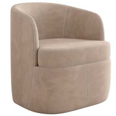 Imagem de Poltrona Decorativa Giratória Para Sala De Estar Siena K01 Veludo Bege