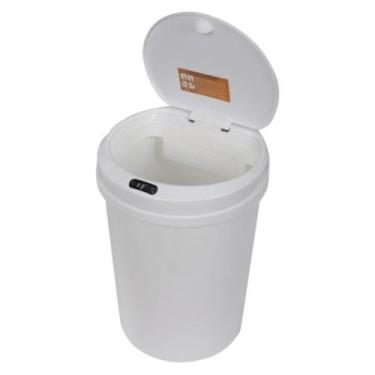Imagem de Lixeira Automática Redonda 12 Litros com Sensor Branca - Globalmix