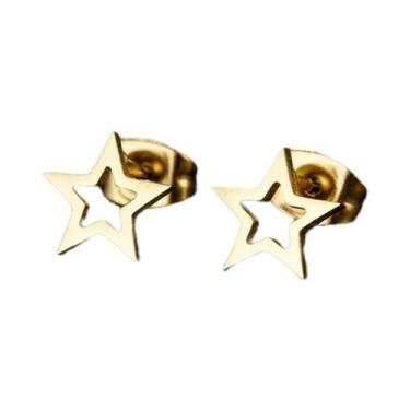 Imagem de Brincos Minimalistas De Aço Inoxidável Em Forma De Coração E Estrela P