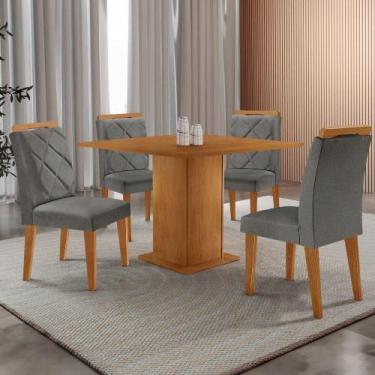 Imagem de Mesa De Jantar Loren 90cm Mdf 4 Cad Melissa Moderna Mobilia Veludo Gra