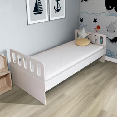 Imagem de Cama Solteiro Mdf Bp Branco Com Cabeceira Megamobilia - Megamobília