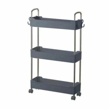 Imagem de Prateleira Multiuso 3 Andares Com Rodinha Cinza - Globalmix