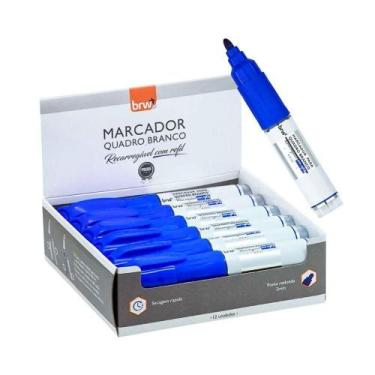 Imagem de Caixa Pincel Marcador Quadro Branco Recarregável Com Refil 12 Unidades
