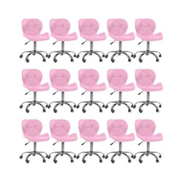 Imagem de Kit 15 Cadeiras Office Eiffel Slim Oficial Giratória Rosa - Oficial We