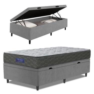 Imagem de Cama Box Baú Colchão Solteiro Ortopédico Espuma D33 Hiper 88x188x60cm 