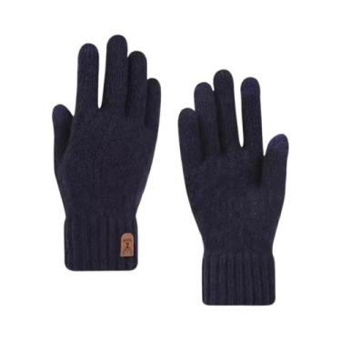 Imagem de Luvas De Lã Masculinas De Inverno Com Tela Sensível Ao Toque, Forro De
