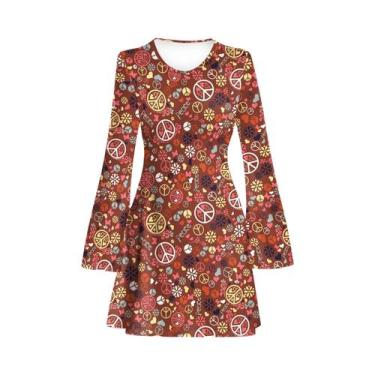 Imagem de Vestido Boêmio Floral Dos Anos 70 Para Mulheres, Fantasia De Festa Hip