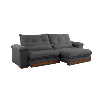 Imagem de Sofá 3 Lugares Retrátil e Reclinável Qatar Veludo Cinza 240 cm