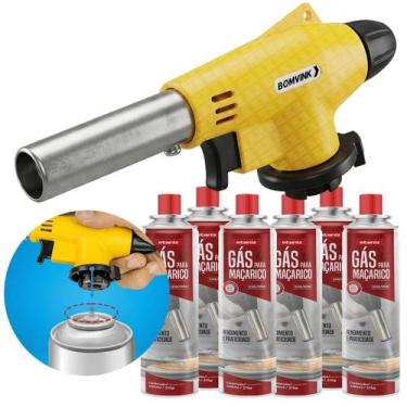 Imagem de Kit Maçarico Portátil Encaixe Refil Para Artesanato + 10 Cartucho Gás 