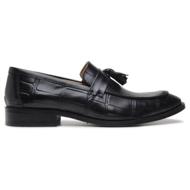Imagem de Sapato Social Preto Couro Croco Bambolim 11707 - Madok, 42