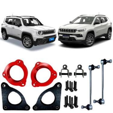 Imagem de Kit Lift Dianteiro Aço 4cm Traseiro Renegade e Compass - Borfix