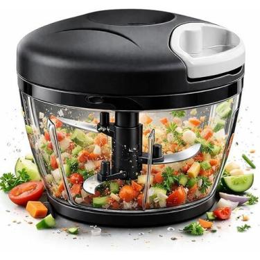 Imagem de Mini Processador de Alimentos Manual, Triturador de Alho, 500ml Grande