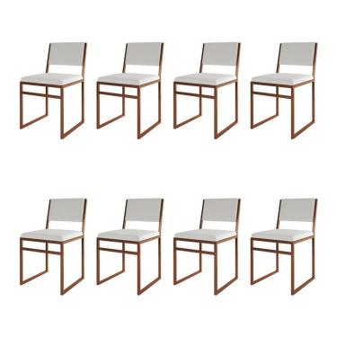 Imagem de Kit 8 Cadeiras Industrial Isa Corino Branco Base Cobre para Mesa Sala Cozinha - Cobre/b...