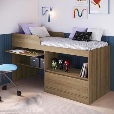 Imagem de Cama de Solteiro com Escrivaninha e 1 Porta para Colchão 188x78cm Multimóveis CR40148