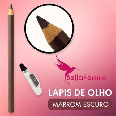 Imagem de Lápis De Olhos Com Apontador Marrom Macio Bella Femme BF 10002 - Bella