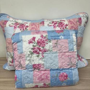 Imagem de Kit Colcha Solteiro Patchwork Fantasia Dupla Face 02 Peças Santista - 