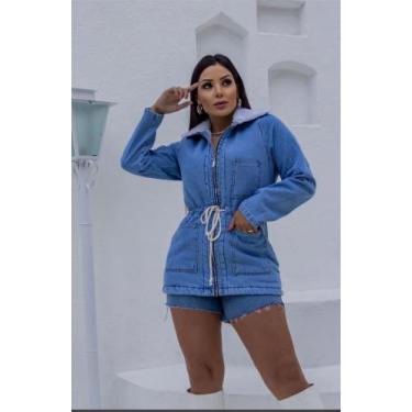 Imagem de Parka jeans com Pelinho - Preta pink 