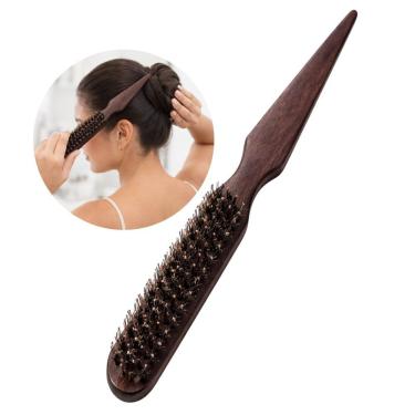 Imagem de Escova de Cabelo Fina de Acabamento para Penteado Cerdas Mistas Marrom Vertix Profissional