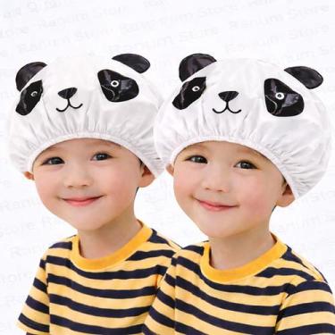 Imagem de Kit 2 Toucas de Banho Infantil com Cheirinho  PVC Reutilizável Panda -
