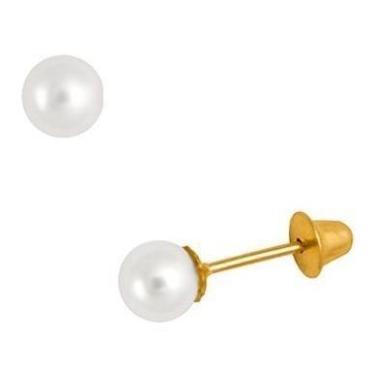 Imagem de Brinco PÃrola 4mm Em Ouro 18k Infantil Ou Segundo Furo - Gift