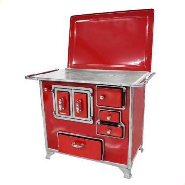 Imagem de Fogão a Lenha Tradicional Venâncio N2 Vermelho Com Tampa Gabinete Esqu