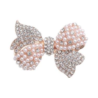 Imagem de Broche De Laço Com Pérolas E Strass Para Mulheres, Acessório De Joalhe