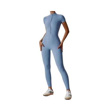 Imagem de Macacão Feminino Slim Fit Com Manga Curta, Estilo Yoga, Sexy E Justo, 