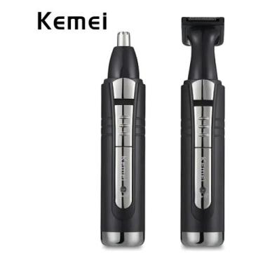 Imagem de Aparador de Pelos Kemei KM-6511 Nariz Orelhas Sem Fio Preto - Congratu
