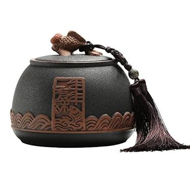 Imagem de Tradicional Pottery Tea Caddy Tanque de armazenamento de cerâmica portátil selado para viagem