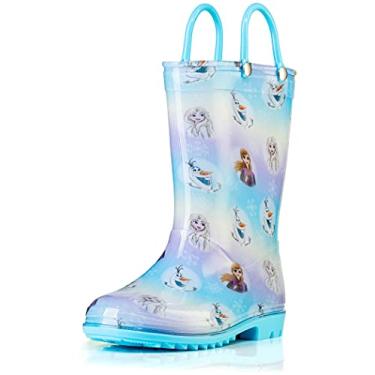 Imagem de Disney Frozen 2 Girls Anna, Elsa and Olaf Pink PVC Waterproof Licensed Rain Boots Easy-On Handles - Size 12 Little Kid