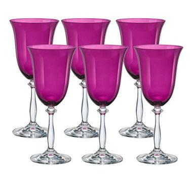 Imagem de Jogo de 6 Taças para água Angela colorirda em cristal ecológico 350ml A22cm violeta