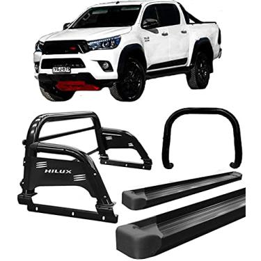 Imagem de Kit quebra mato+Estribo Plat +Santo Ant H3 Hilux 16/20 Preto