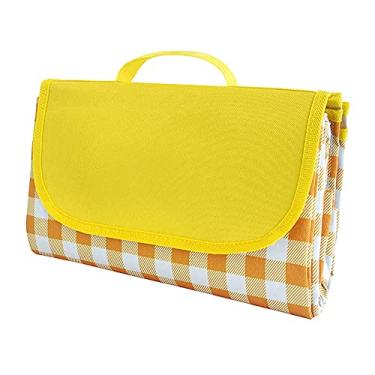 Imagem de Yajun Tapete de acampamento impermeável, portátil, dobrável, para vários jogadores, cobertores de piquenique alargados para ambientes externos, grama molhada, parque infantil, amarelo, 150180 cm