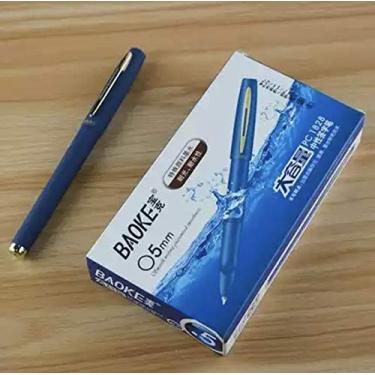 Imagem de Canetas Esferográficas Gel Baoke 0.5mm Caixa com 12 Unidades Recarregáveis - Azul