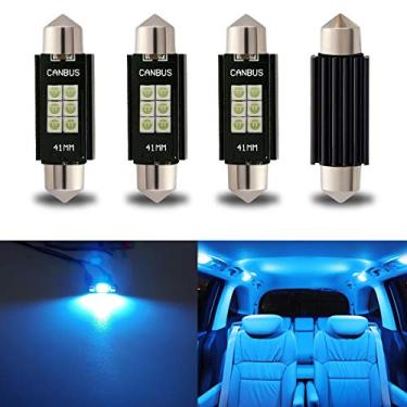 Imagem de iBrightstar 9-30V Extremamente Brilhante 211-2 212-2 578 Lâmpadas LED Festoon Livre de Erros 4.1 cm 41mm para Mapa Interior Luzes de Cúpula e Placa de Licença, Azul Gelo