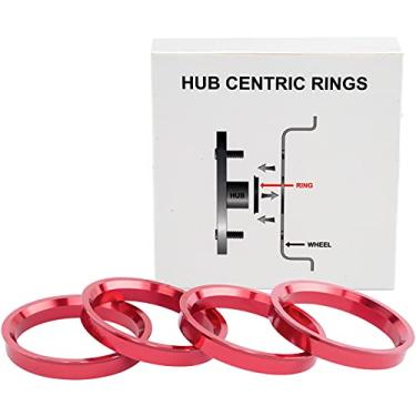 Imagem de VLAOSCHI Anéis centralizados em cubo de alumínio de liga vermelha 56,1 a 73,1 – Anéis Hubcentric de roda de desempenho para cubo de veículo de 56,1 mm com aros de furo central de 73,1 mm - Pacote com 4
