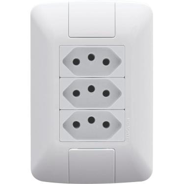 Imagem de Conjunto 4x2 com 3 Tomadas 2P+T 10 A 250 V Tramontina Aria Branco Tramontina