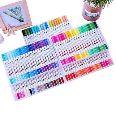 Imagem de ZZBB Caneta de pincel com marcadores duplos, caneta colorida conjunto de canetas de 48 cores marcador de ponta fina e caneta de marca-texto para colorir adulto arte de planejador de escrita à mão